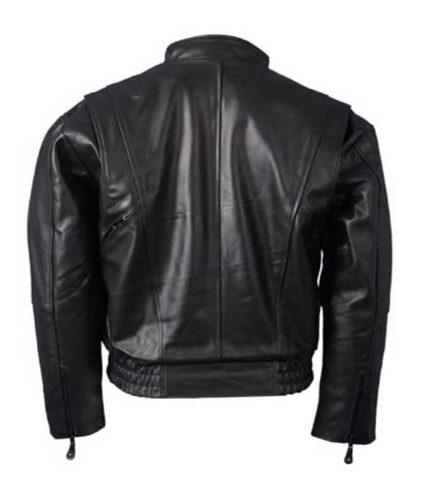 Men Vented Black Motorcycle Jacket 1