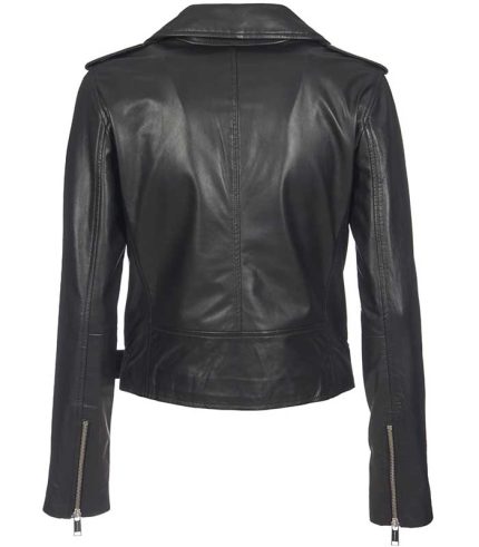 Women Black Stylish Biker Leather Jacket 1