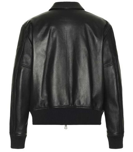 Men Bomber Black Leather Jacket 1