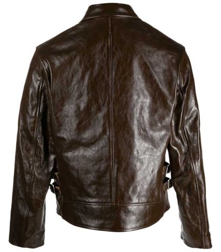 Men Brown Narrow Leather Jacket 1