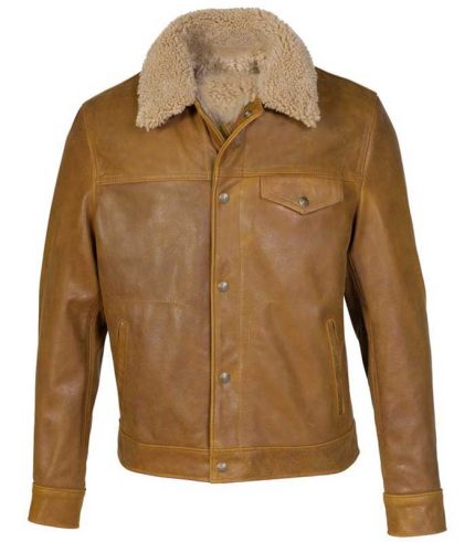 Men Buffalo Leather Shearling Jacket