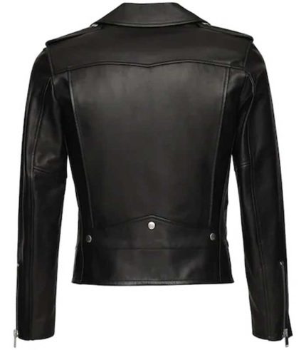 Men Classic Black Biker Style Leather Jacket 1