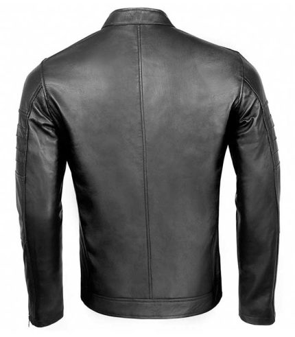 Men Stylish Black Biker Leather Jacket 1