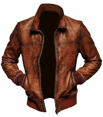 Men Vintage Distressed Brown Retro Biker Jacket