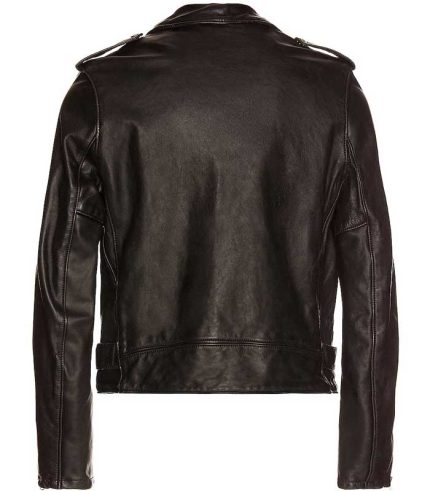 Men Vintage Fit Moto Black Leather Jacket 1