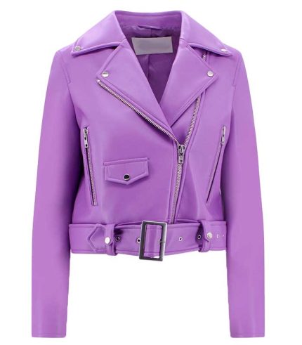 Women Classic Violet Biker Jacket